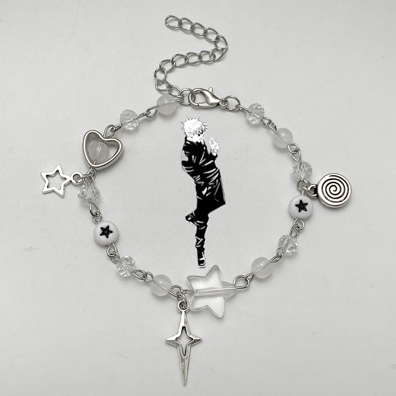 Wholesale Spice Punk Hollow Pentagram  Heart Bracelet