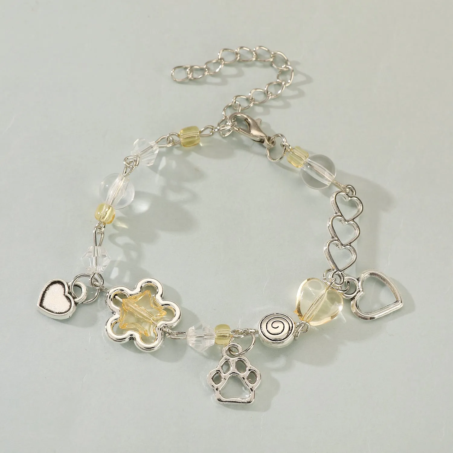 Wholesale Spice Punk Hollow Pentagram  Heart Bracelet