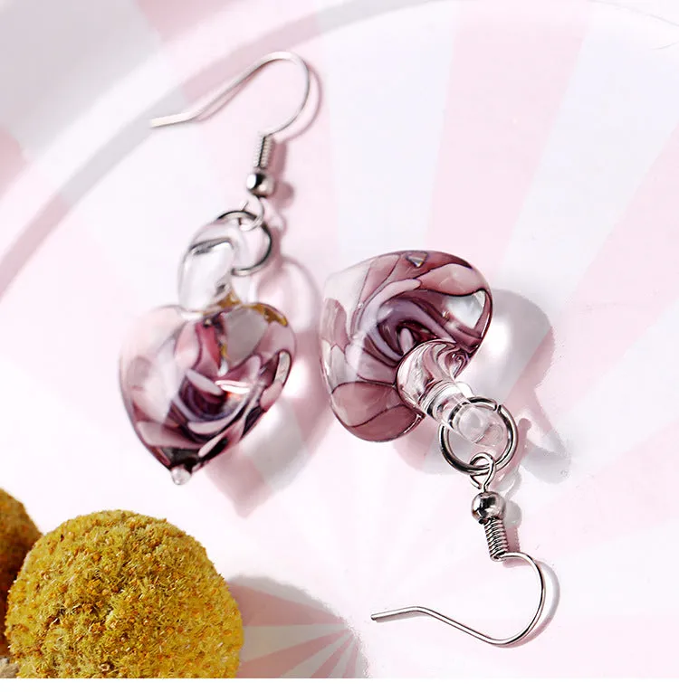Wholesale Spiral Inner Flower Glazed Love Earrings