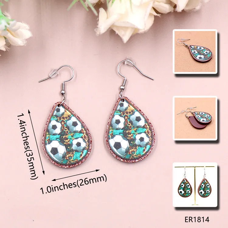 Wholesale Sports Football World Cup Cow Print Leopard Print Acrylic Earrings