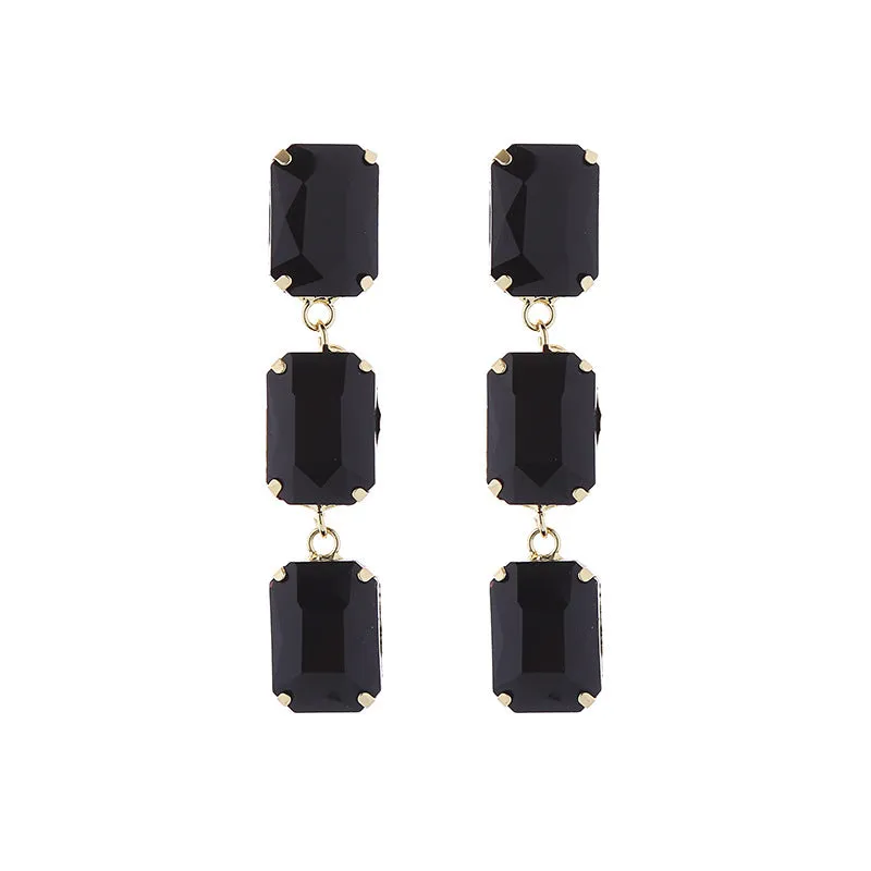 Wholesale Square Glass Diamond Earrings