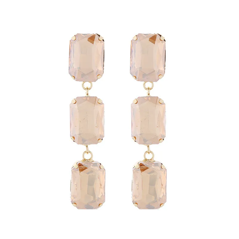 Wholesale Square Glass Diamond Earrings