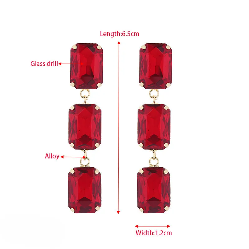Wholesale Square Glass Diamond Earrings