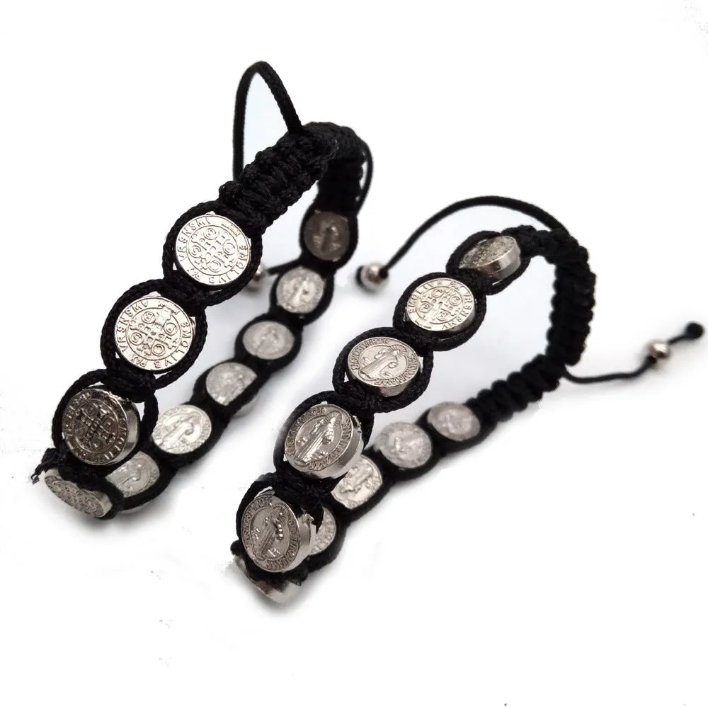 Wholesale St. Benedict Alloy Braided Chinese Knot Rosary Bead Bracelet