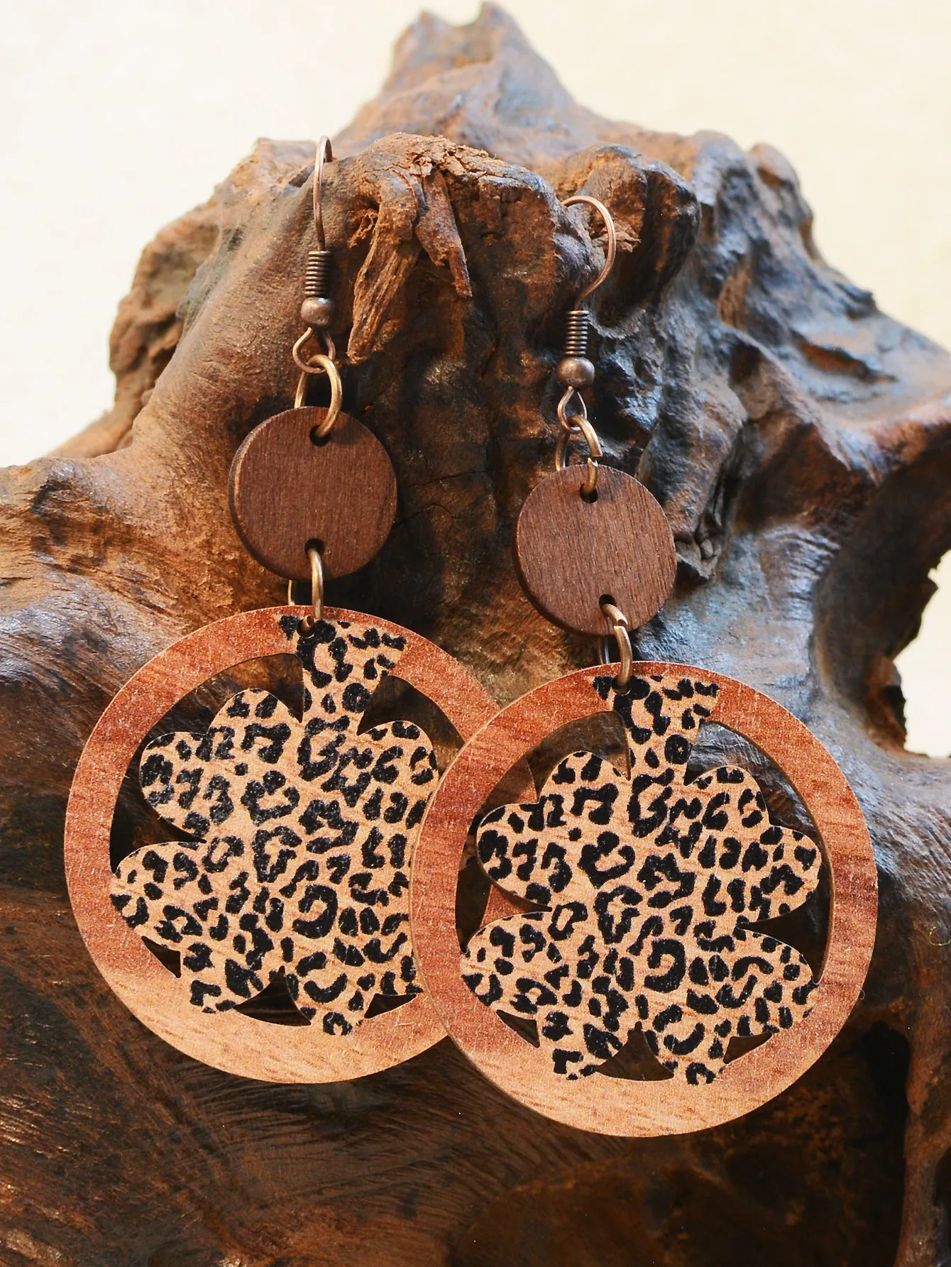 Wholesale St. Patrick Leopard Print Four Leaf Clover Earrings
