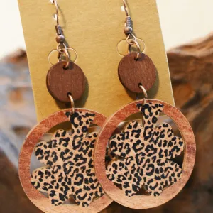 Wholesale St. Patrick Leopard Print Four Leaf Clover Earrings