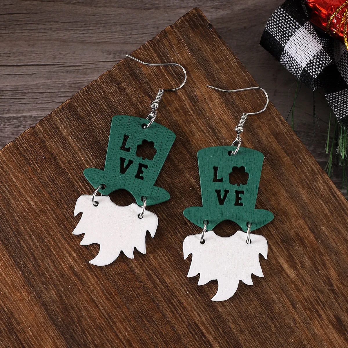 Wholesale St. Patrick LOVE Hat Wooden Earrings