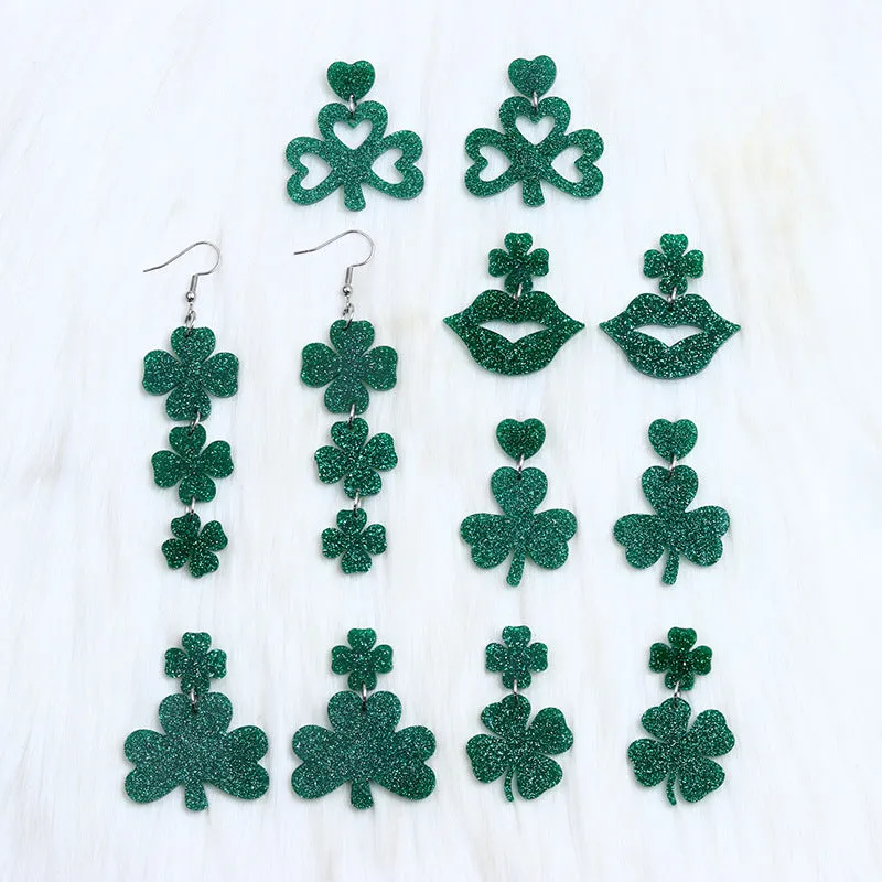 Wholesale St. Patrick's Day Beer Festival Acrylic Clover Earrings