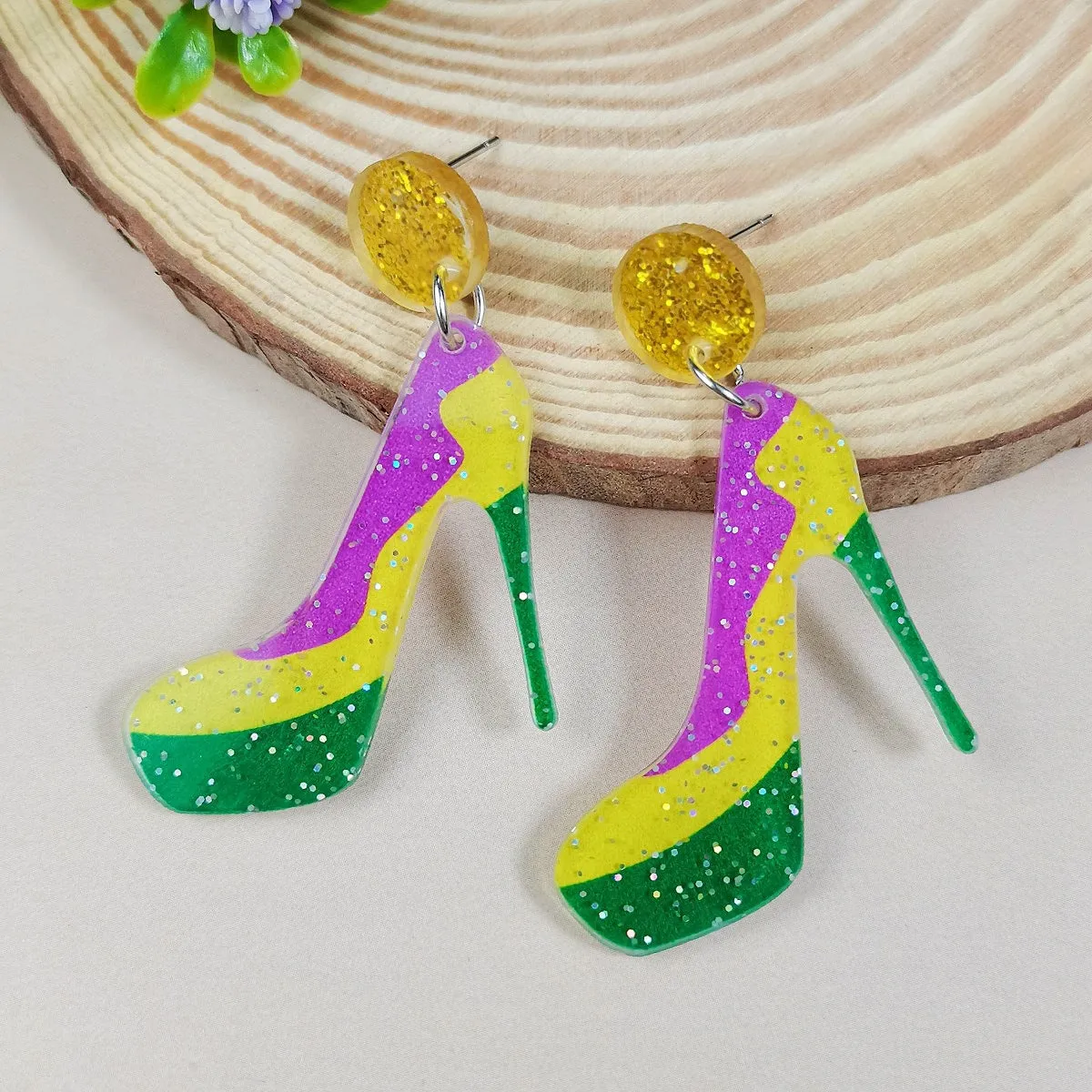 Wholesale St. Patrick's Day Carnival Party Clown Hat Masked Girl High Heels Earrings