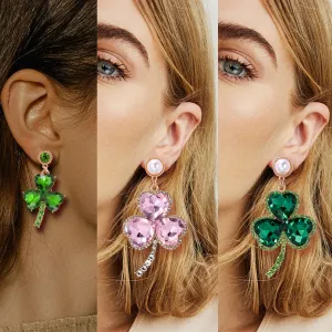 Wholesale St. Patrick's Day Clover Alloy Earrings