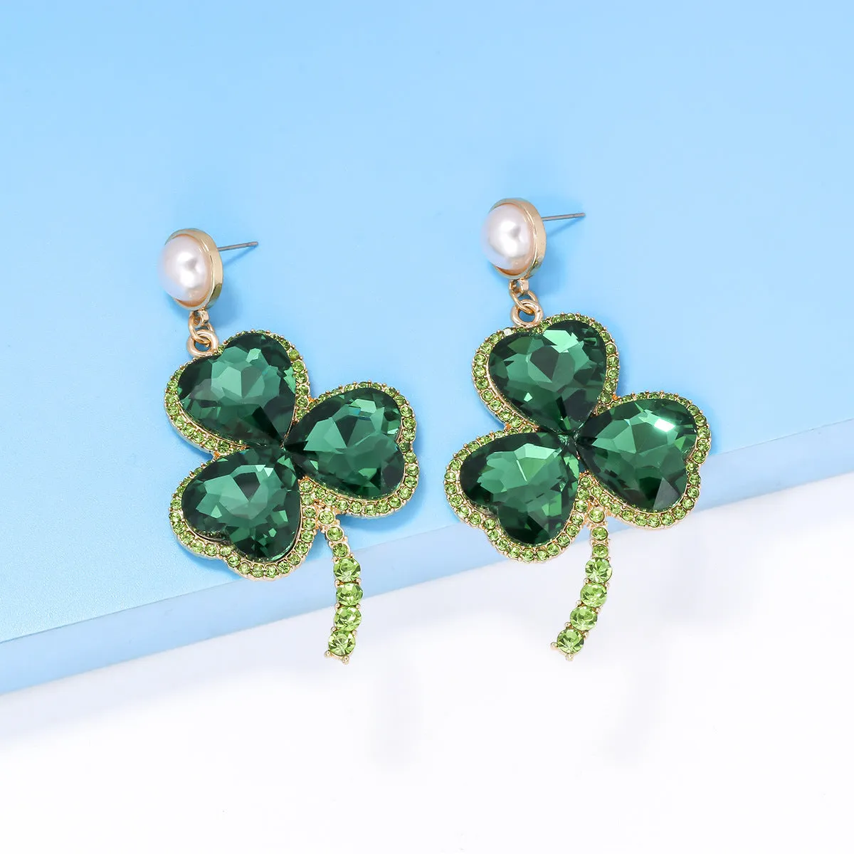 Wholesale St. Patrick's Day Clover Alloy Earrings