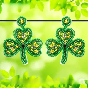 Wholesale St. Patrick's Day Clover Rice Ball Earrings