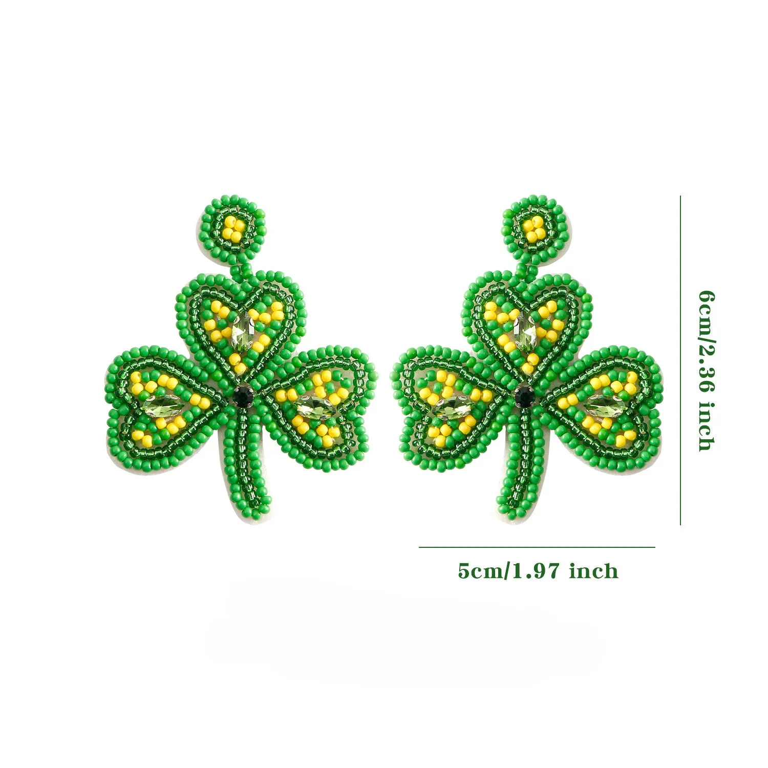 Wholesale St. Patrick's Day Clover Rice Ball Earrings