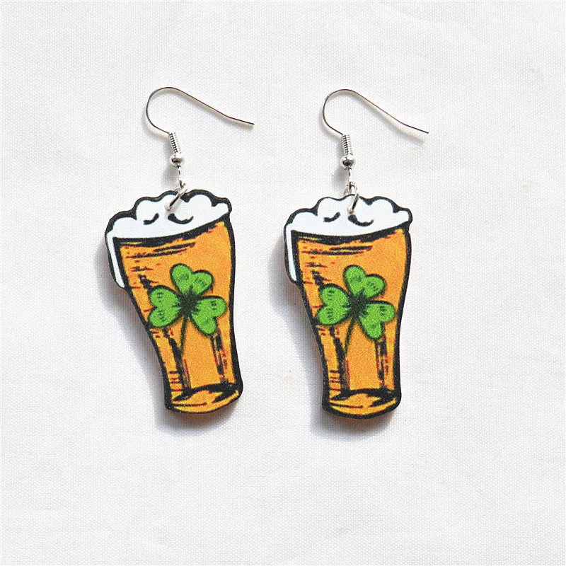 Wholesale St. Patrick's Day Gnome Lucky Shamrock Green Gnome Earrings