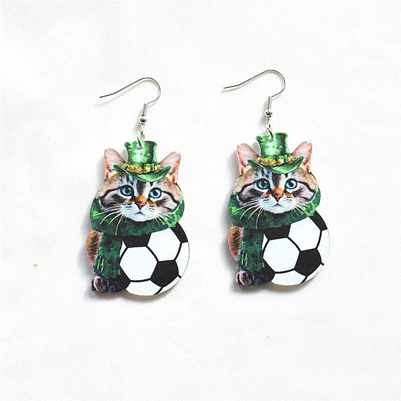 Wholesale St. Patrick's Day Gnome Lucky Shamrock Green Gnome Earrings