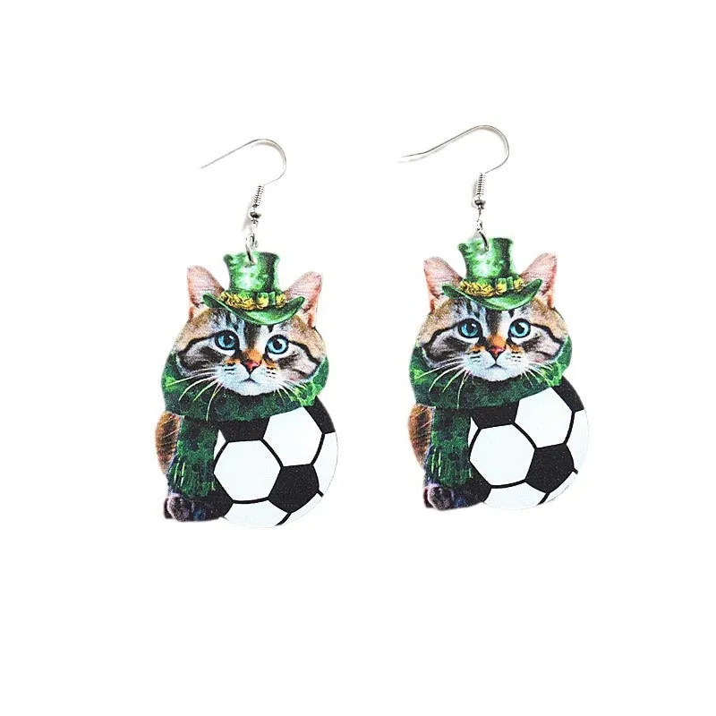 Wholesale St. Patrick's Day Gnome Lucky Shamrock Green Gnome Earrings