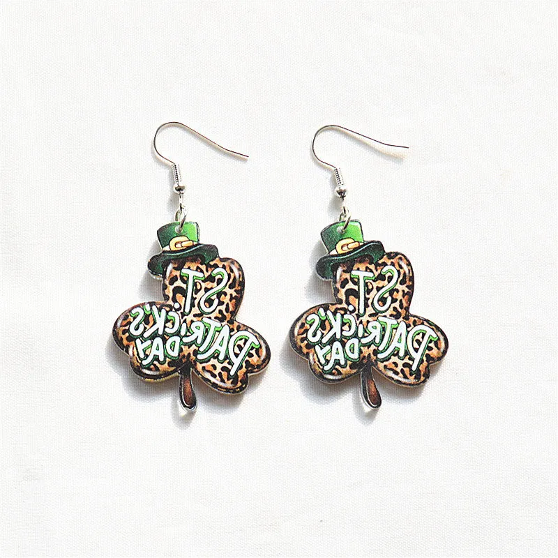 Wholesale St. Patrick's Day Gnome Lucky Shamrock Green Gnome Earrings