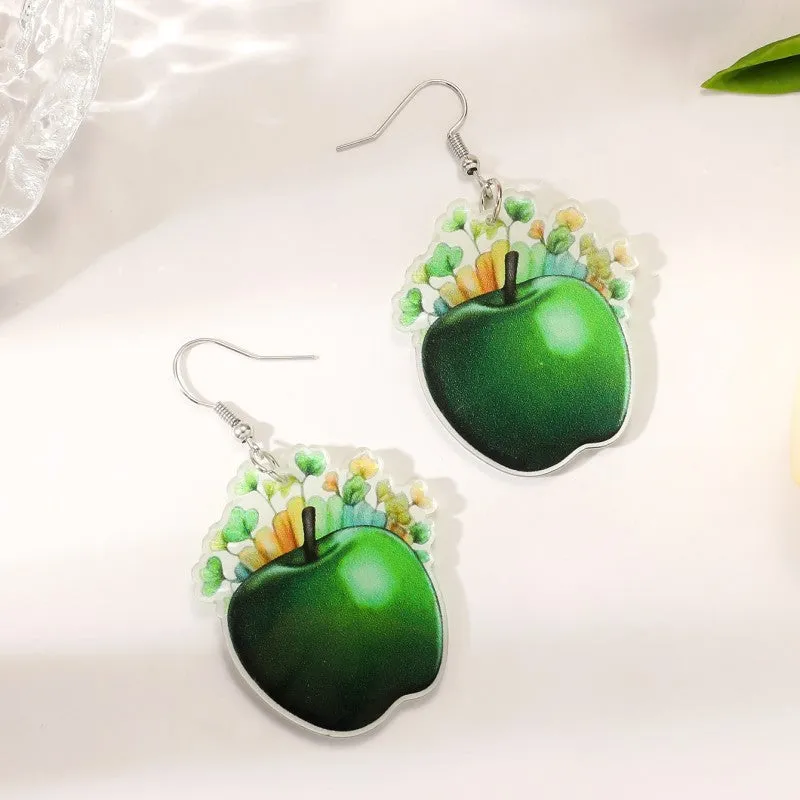 Wholesale St. Patrick's Day Heart Green Lucky Clover Earrings