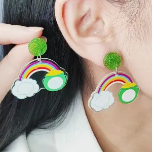 Wholesale St. Patrick's Day Rainbow Beer Acrylic Earrings