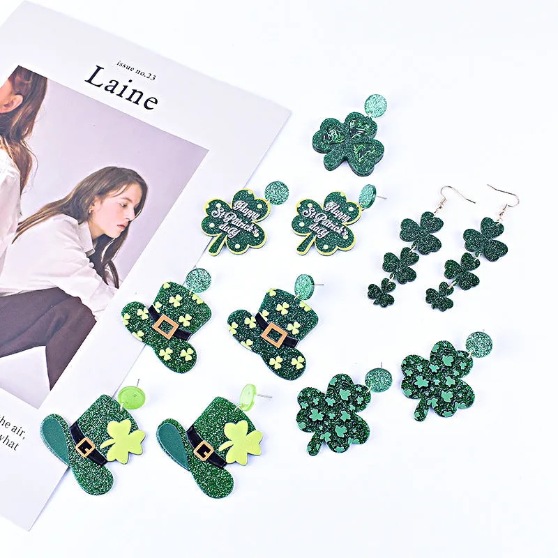 Wholesale St. Patrick's Day Shamrock Hat Earrings