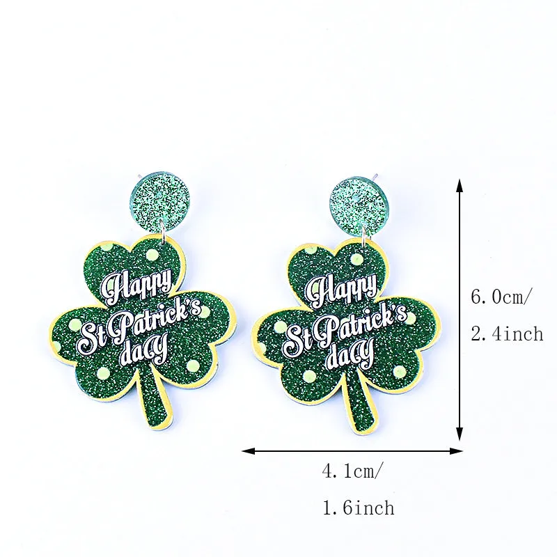 Wholesale St. Patrick's Day Shamrock Hat Earrings