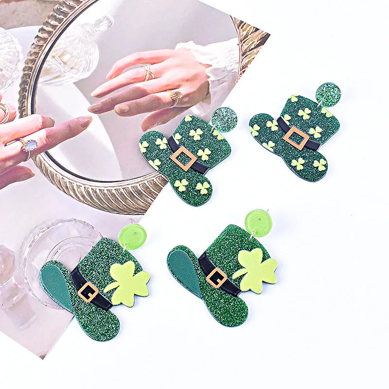 Wholesale St. Patrick's Day Shamrock Hat Earrings