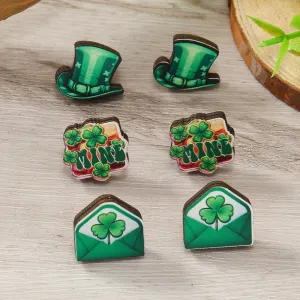 Wholesale St. Patrick's Day Wooden Set Earrings