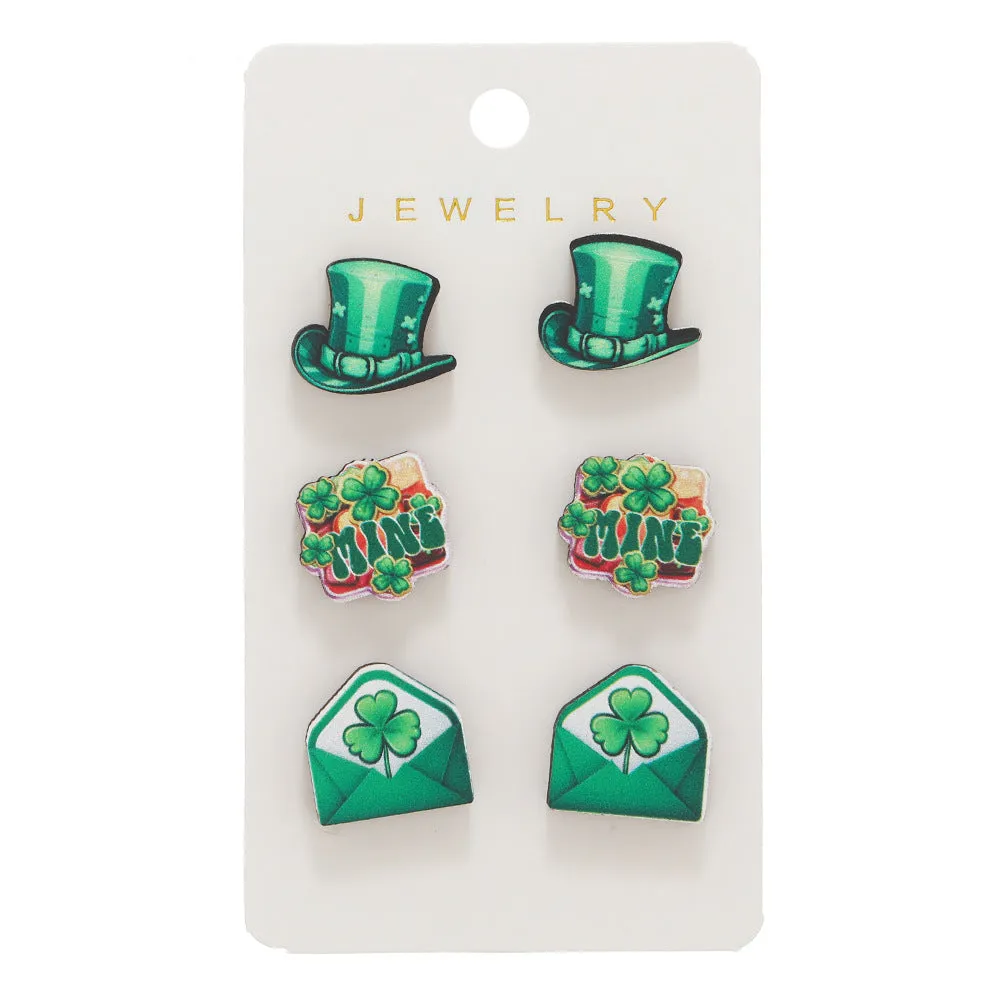 Wholesale St. Patrick's Day Wooden Set Earrings