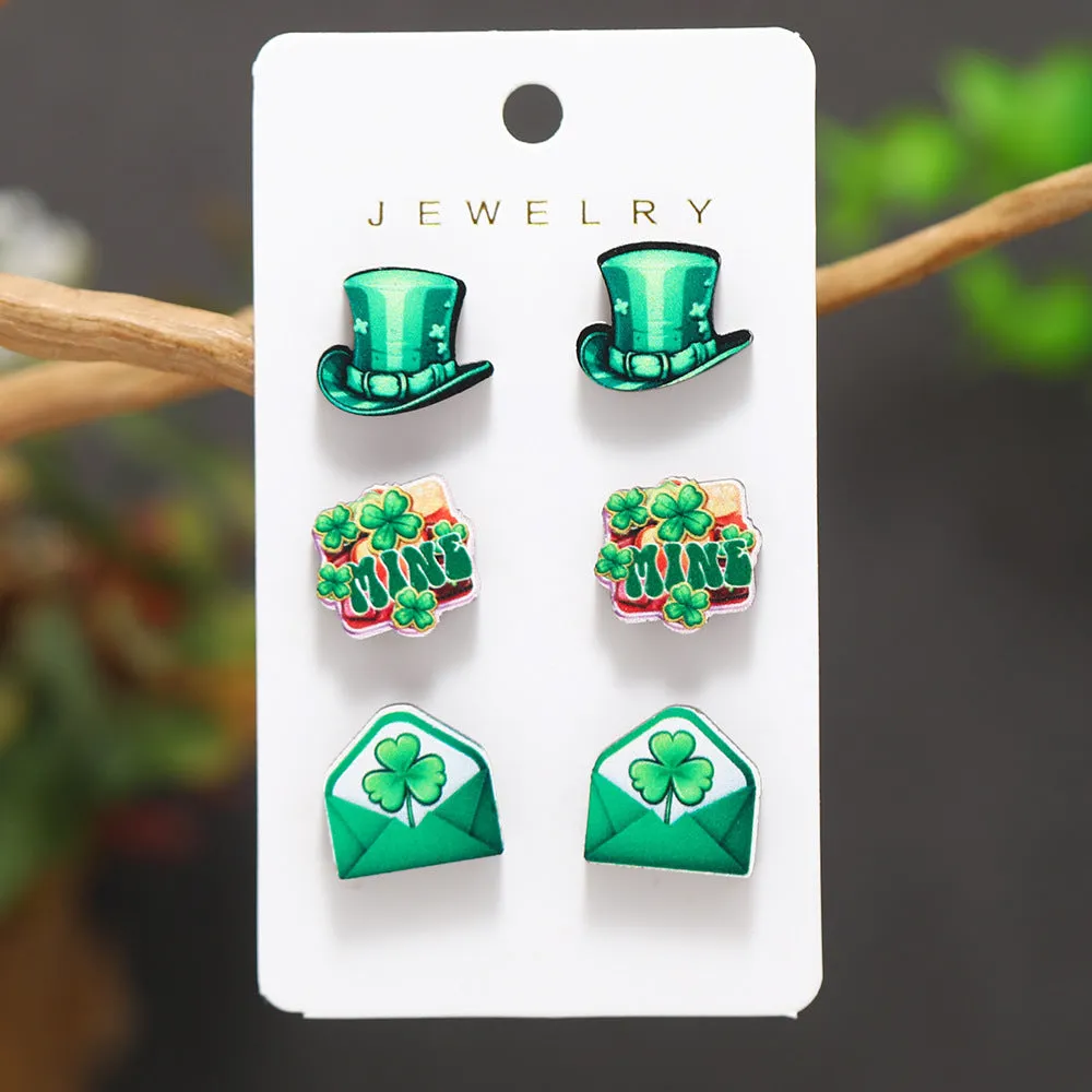 Wholesale St. Patrick's Day Wooden Set Earrings