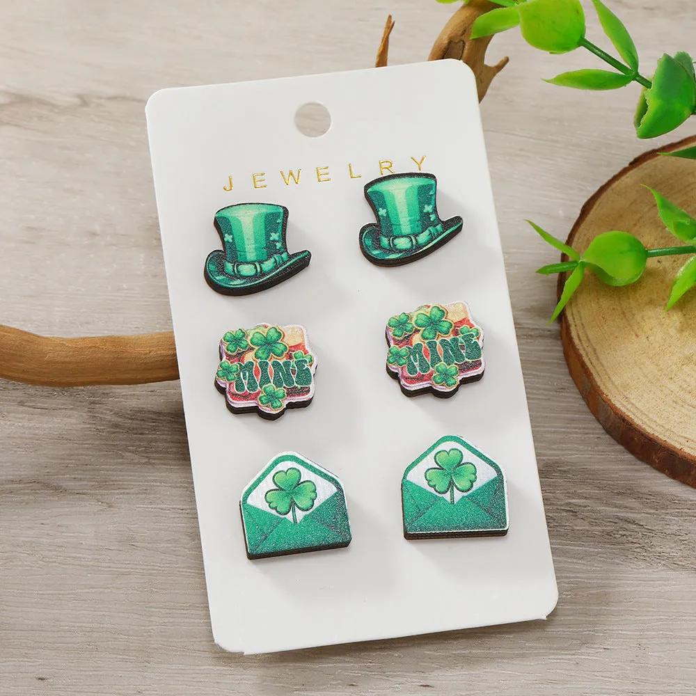 Wholesale St. Patrick's Day Wooden Set Earrings