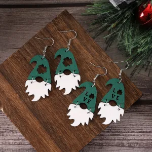 Wholesale St. Patrick's Four Leaf Clover Wooden Earrings