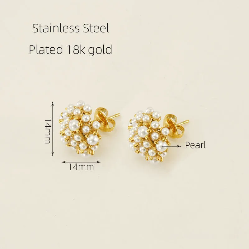 Wholesale Stainless Steel 18k Pearl Earrings
