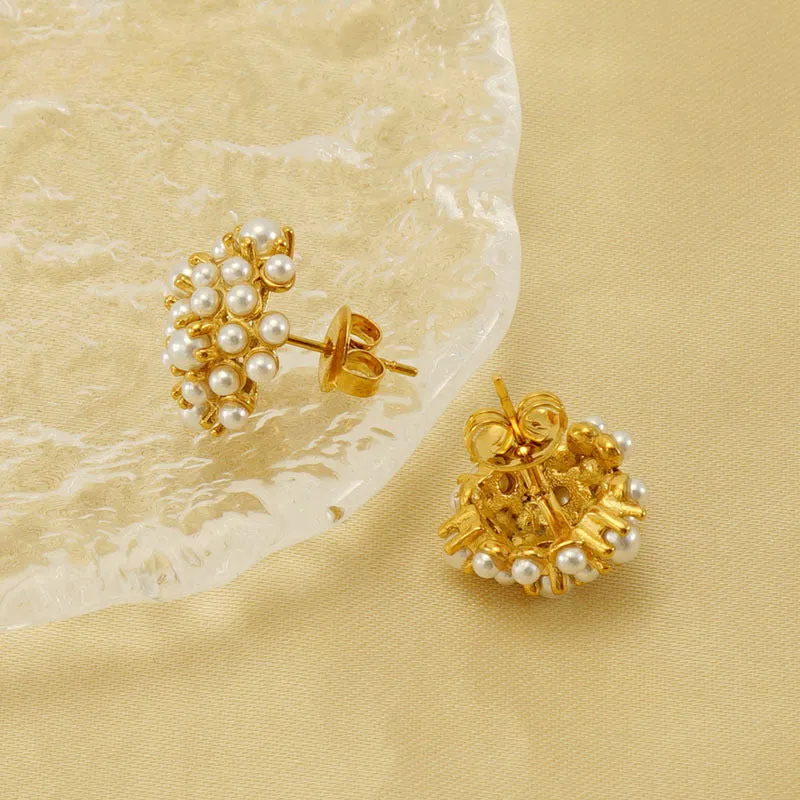 Wholesale Stainless Steel 18k Pearl Earrings