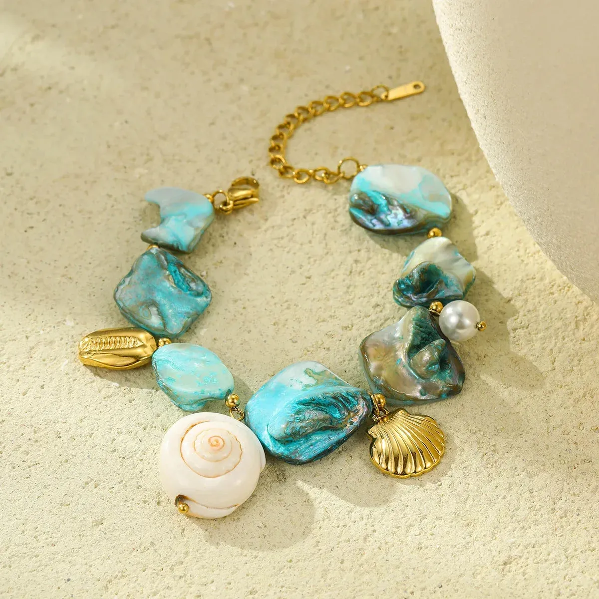 Wholesale Stainless Steel Bracelet Beach Style Shell Pearl Bracelet