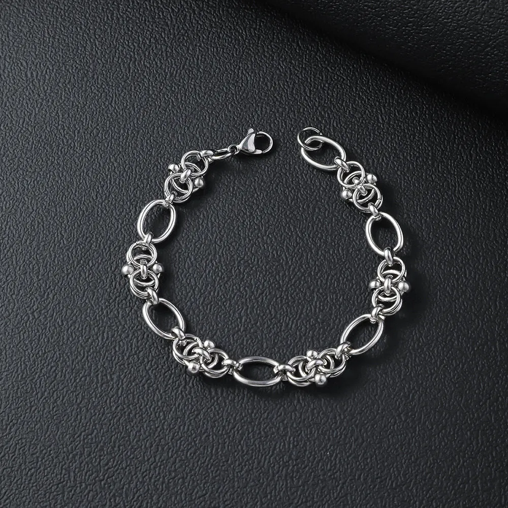 Wholesale Stainless steel bracelet wholesale men's and women's simple fashion egg-shaped handmade chain titanium steel bracelet jewelry