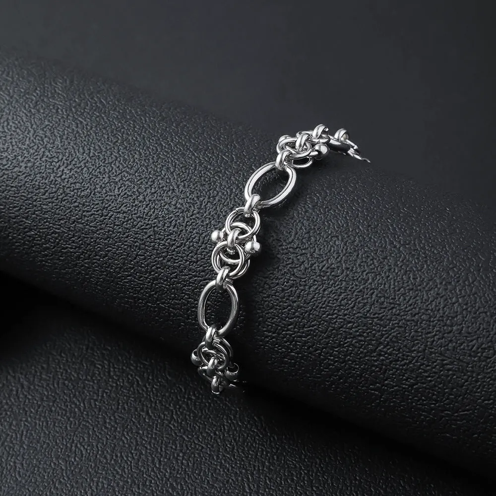 Wholesale Stainless steel bracelet wholesale men's and women's simple fashion egg-shaped handmade chain titanium steel bracelet jewelry