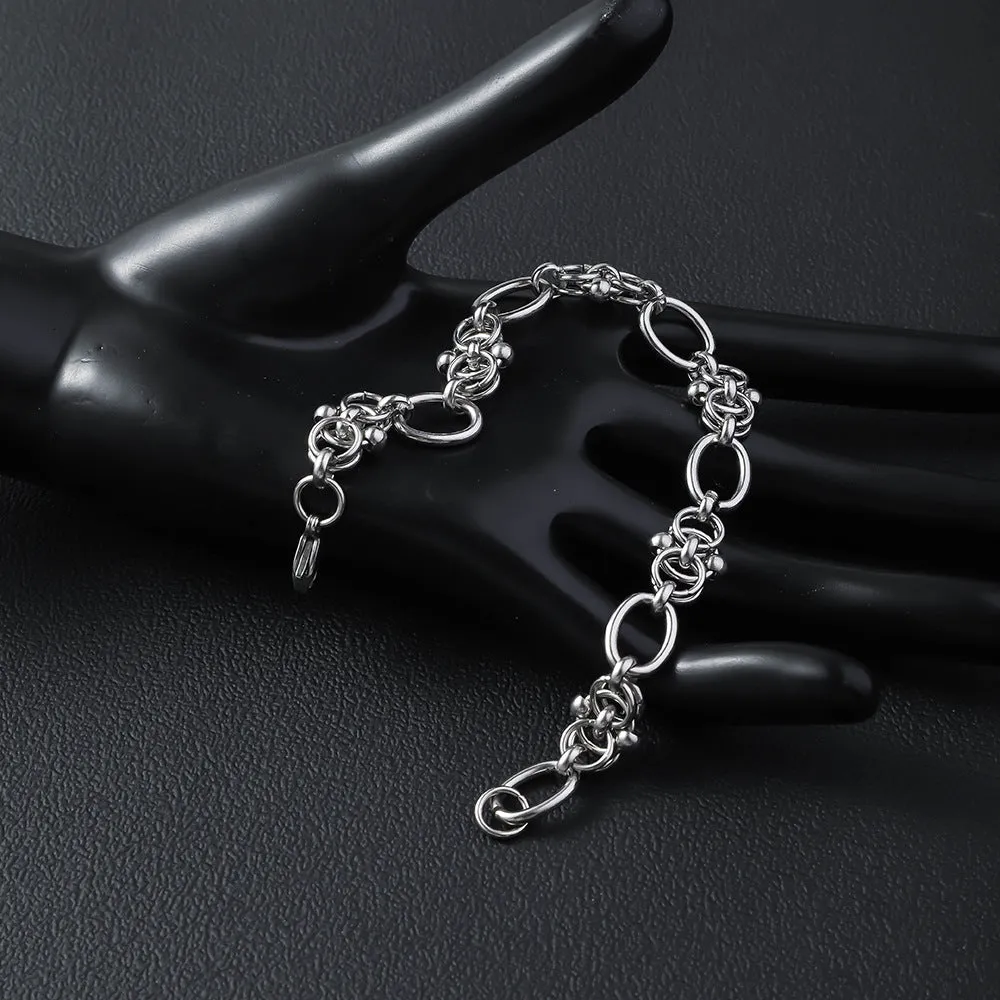 Wholesale Stainless steel bracelet wholesale men's and women's simple fashion egg-shaped handmade chain titanium steel bracelet jewelry