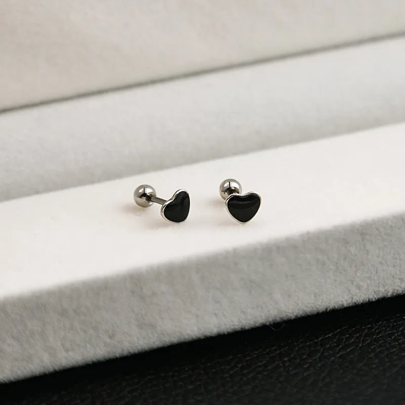 Wholesale Stainless Steel Cross Geometric Black Series Earrings