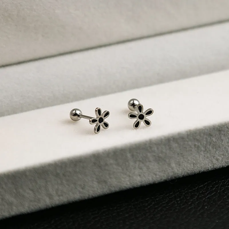 Wholesale Stainless Steel Cross Geometric Black Series Earrings