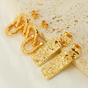 Wholesale Stainless Steel Geometric Interlocking Gold Plated Earrings