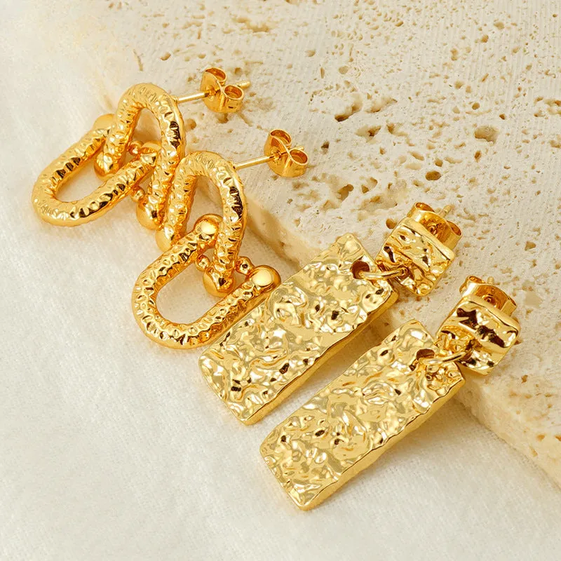 Wholesale Stainless Steel Geometric Interlocking Gold Plated Earrings