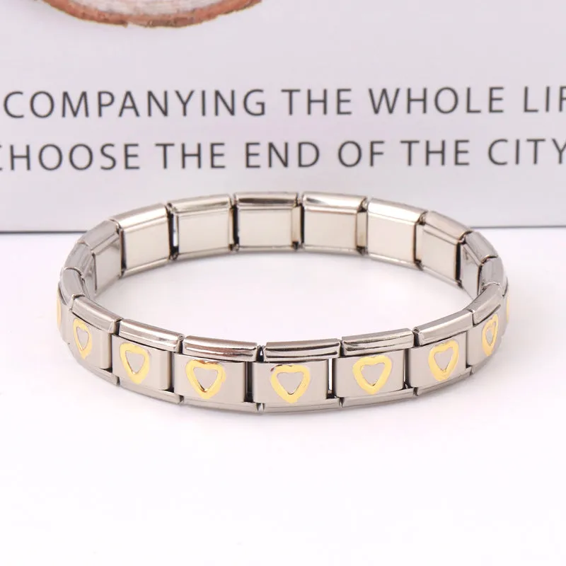 Wholesale Stainless Steel Gold Peach Heart Bracelet