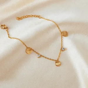 Wholesale Stainless Steel Gold-plated Bracelet Fashion Personality All-match Shell Accessories Zircon Jewelry
