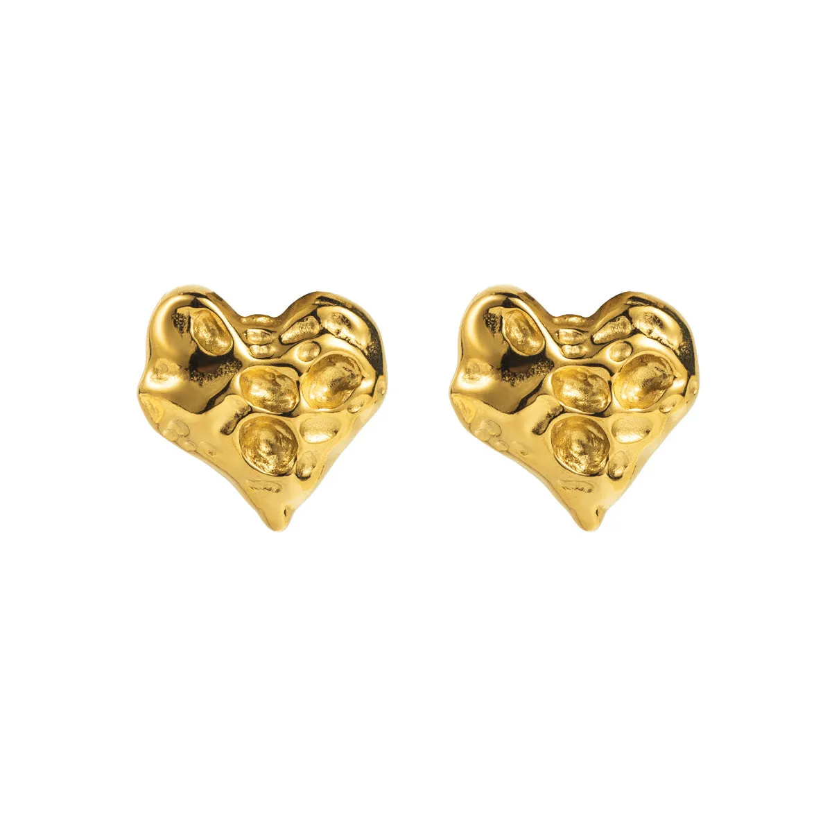 Wholesale Stainless Steel Heart Hammer Pattern Earrings