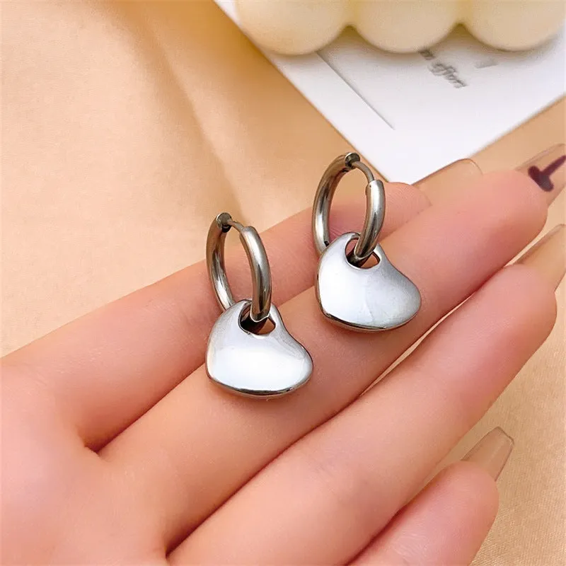 Wholesale Stainless Steel Heart Shape Drop Earrings
