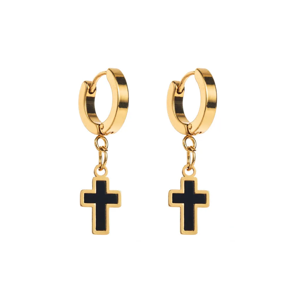 Wholesale Stainless Steel Pentagram Love Cross Earrings