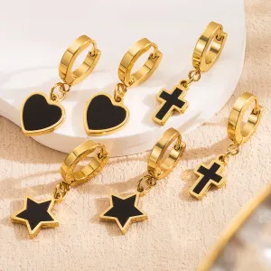 Wholesale Stainless Steel Pentagram Love Cross Earrings