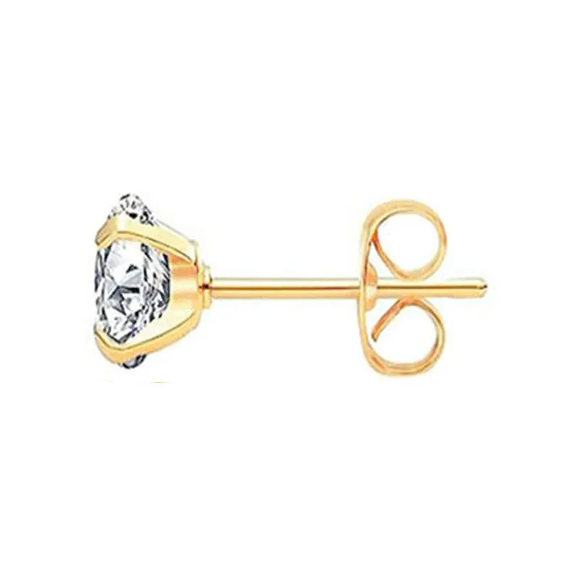 Wholesale Stainless Steel Round Zircon Butterfly Buckle Earrings