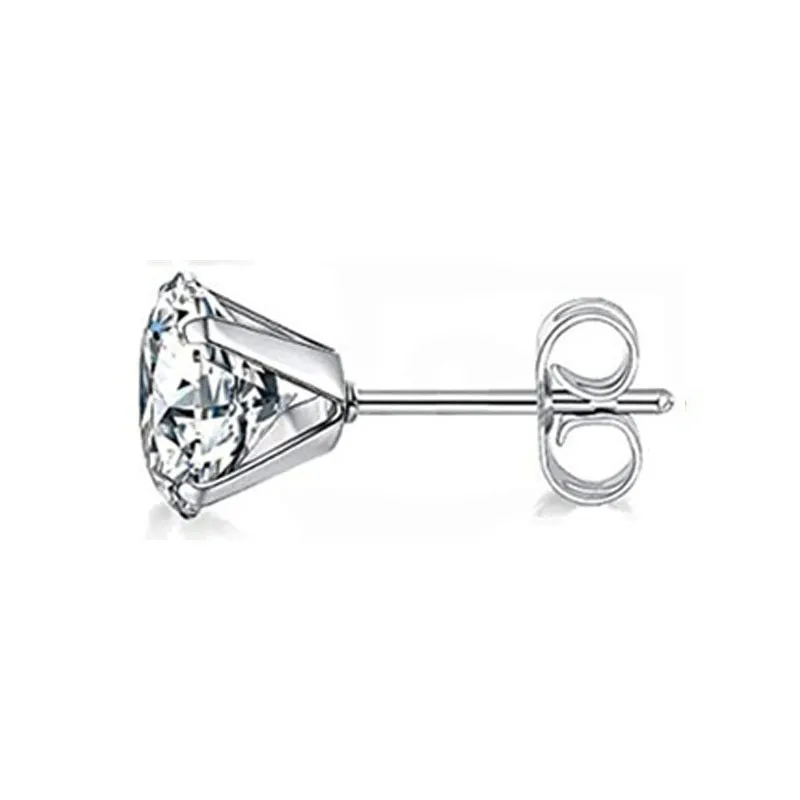 Wholesale Stainless Steel Round Zircon Butterfly Buckle Earrings