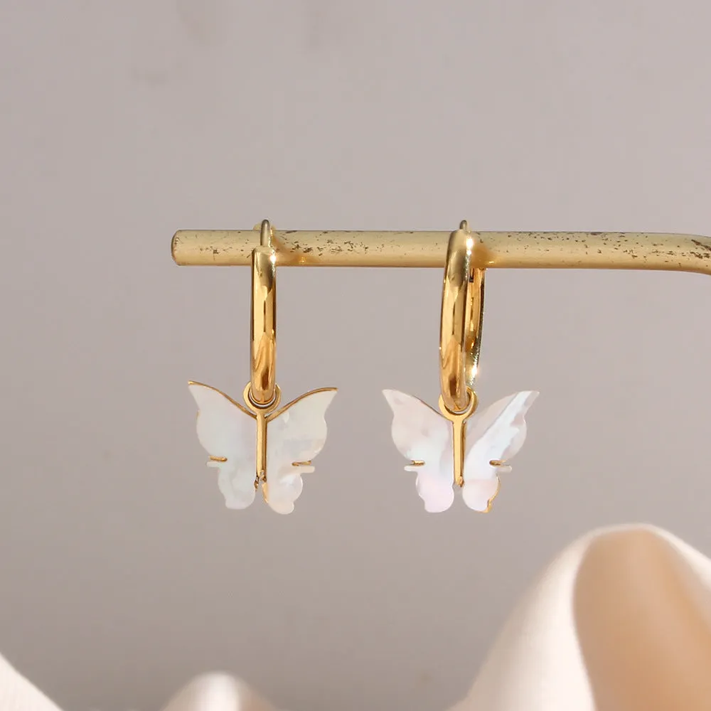 Wholesale Stainless Steel Shell Butterfly Earrings Necklace